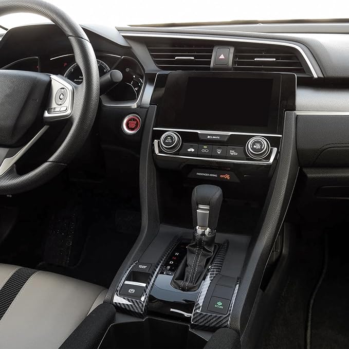 Carbon Fiber Gear Shift Trim Compatible with Honda Civic 10th Gen 2016-2021