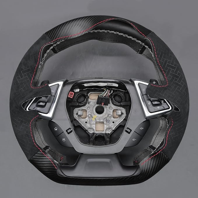 MEWANT for Camaro Steering Wheel Cover 2016-2024 Hand-Stitched for Chevy Camaro Car Steering Wheel Wrap