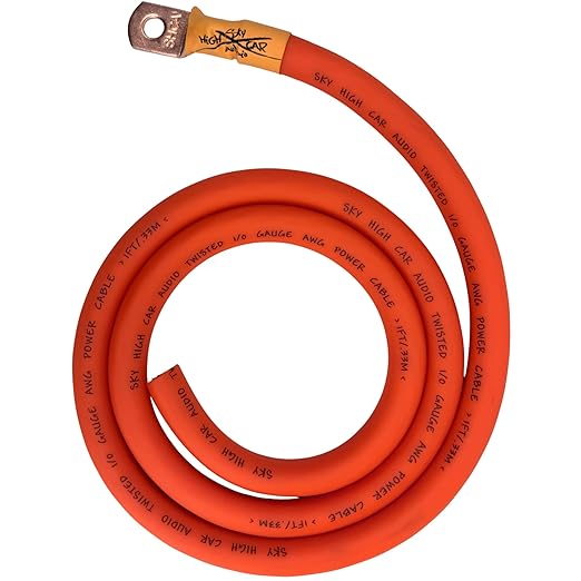 Sky High Car Audio 1/0 Gauge CCA Big 3 Upgrade Kit, Premium Power & Ground Wiring Kit for Car Audio, Alternator Battery Ground Upgrade (Multiple Colors) (Orange/Black)