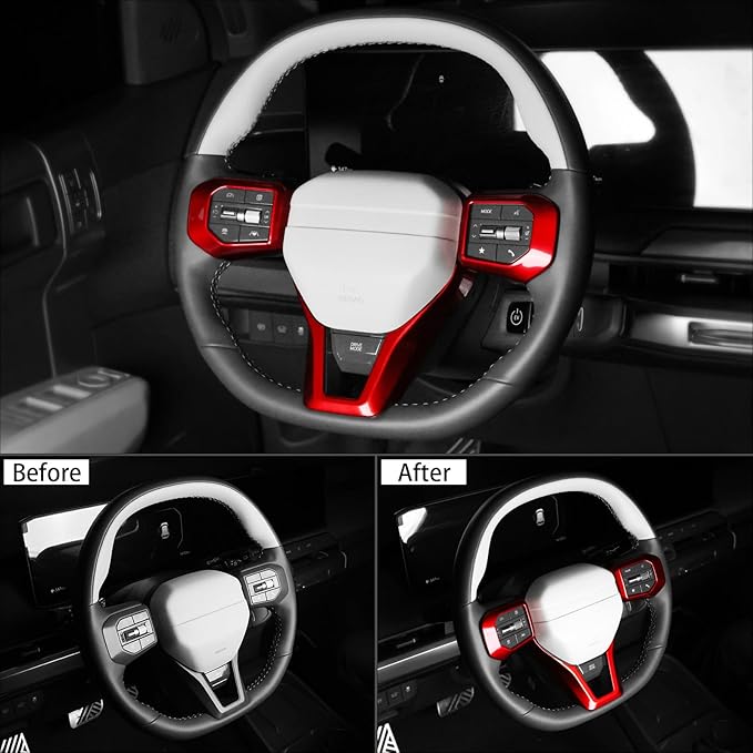 ABS Car Steering Wheel Frame Cover Steering Wheel Button Panel Frame Compatible with Kia K4 GT GT-Line 2025 Kia EV6 GT-Line 2025 Kia EV3 GT-Line Kia EV4 GT-Line Accessories(Glossy Red Style)