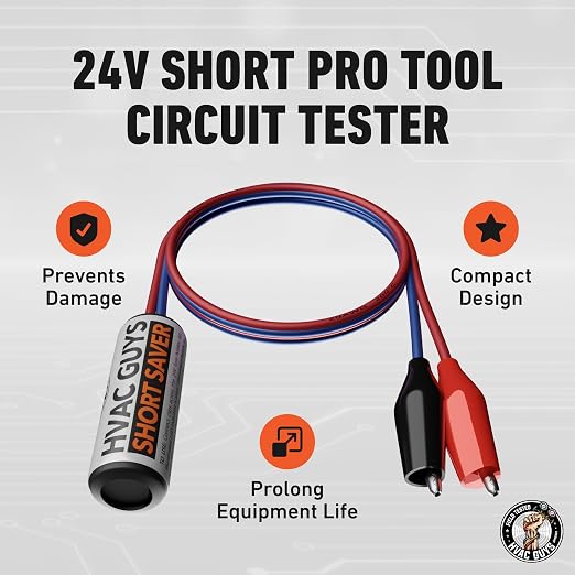 HVAC Guys Short Finder | Short Circuit Finder for 24 VAC Circuits | Includes 12in Lead with Clips & 3ft Magnetic Jumper Testing Cable