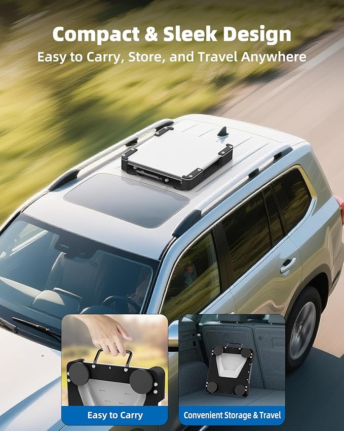 Starlink Mini Magnetic Roof Car Mount, Aluminum Frame with 3.5mm Acrylic Shield, Strong Magnetic Hold, Quick Install, Weatherproof, Hail & UV Resistant, Protective for RV,Camper Van, SUV, Boat – Black