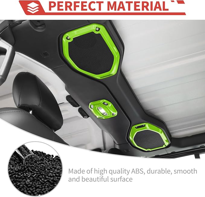 23pcs Full Set Interior Trim Kit for Jeep Wrangler JL JLU Gladiator JT 2018-2023 Steering Wheel Door Handle Air Conditioning Vent Cup Holder Reading Light Headlight Gear Cover, Light Green