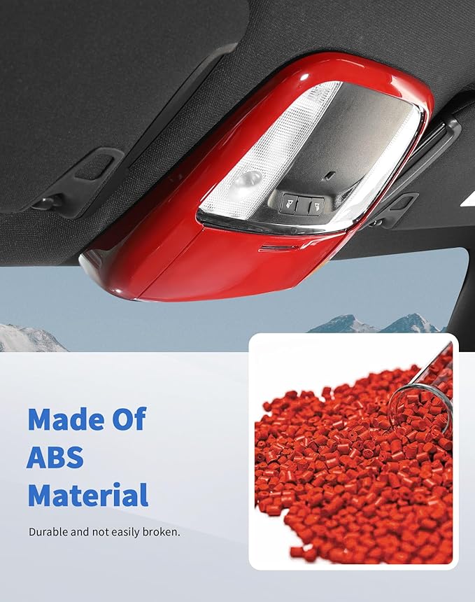 Roof Reading Light Cover Trim Fit for 2011 + Dodge Charger/Durango/Chrysler 300 Interior Accessories Red Reading Lamp Decals Cover Trim Sticker Kit