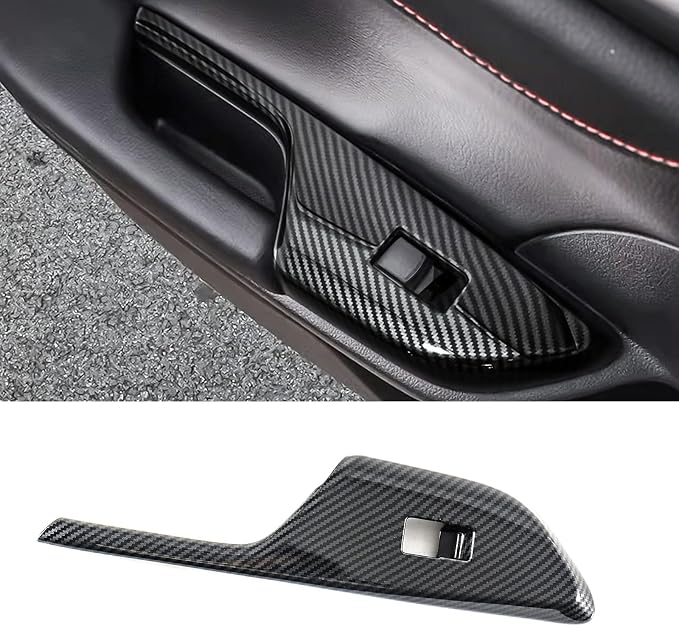 Carbon Fiber Window Lift Switch Panel Cover & Interior Door Handle Armrest Cover Compatible with Honda Civic 10th Gen 2016-2021