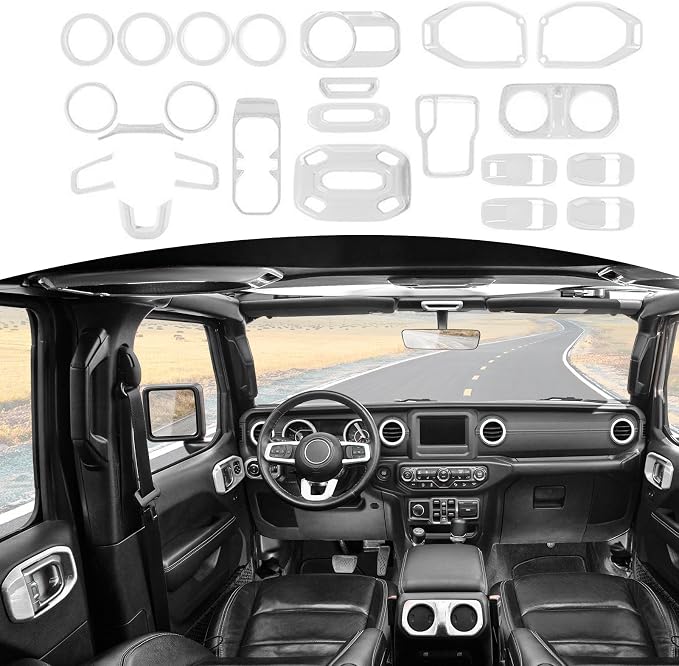 RT-TCZ for Wrangler JL Interior Trim Kit Compatible with Jeep Wrangler JL JLU Gladiator JT 2018-2023 White Interior Accessories 23pcs