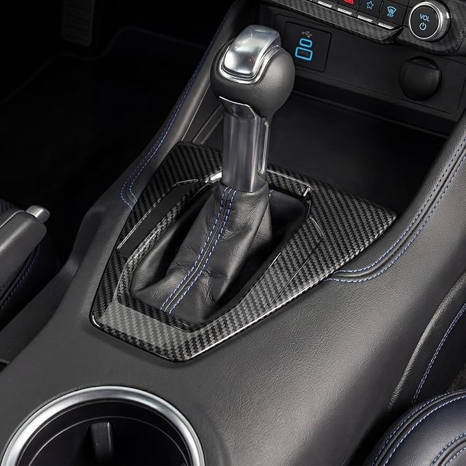 Carbon Fiber Gear Shift Panel Cover Compatible with Ford Mustang 2024 2025