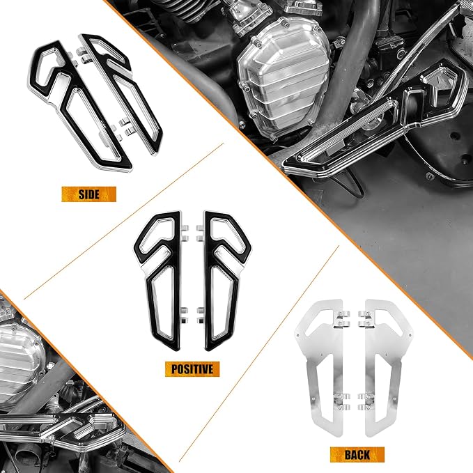 Driver Footboards Front Foot Pegs Pedal Fit For Harley FLD 2012–2016 Softail FL 1986–2017 CVO Road King Street Glide Electra Glide 1986–2025 Trike 2008–2025 Chrome