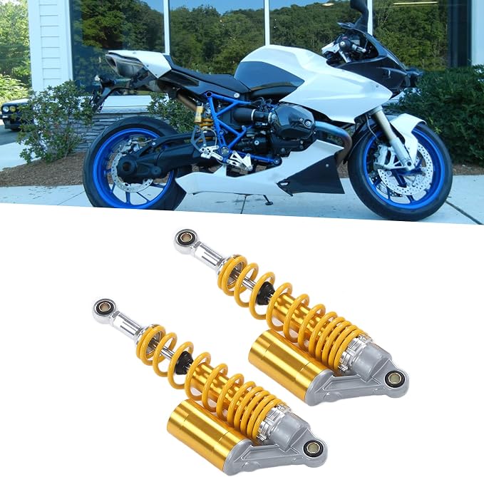 Pair 13.5 Inch Aluminum Motorcycle Shock Absorbers, Universal Smooth All alloy Comfy Damper for ATV Go Kart Quad Dirt Sport Bikes (Yellow
