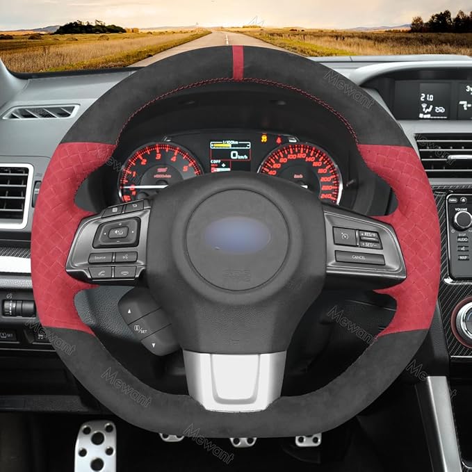 MEWANT Hand Sewing Breathable Car Steering Wheel Cover for Subaru WRX 2015-2021 / WRX STI 2015-2021 Steering Wheels Accessories for Subaru WRX (STI)