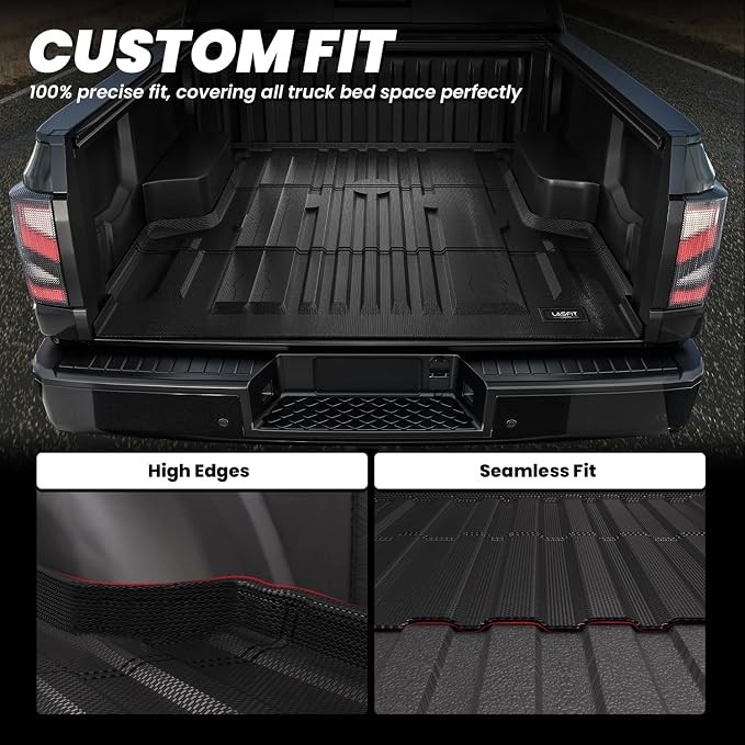 LASFIT Bed Mat for Nissan Titan 2017-2024 & Titan XD 2016-2024 5.6FT/67 inchs (Not Fit Equipped Truck Bed Storage), All Weather TPE Custom Fit Truck Bed Mat Liner for 17-24 Titan & 16-24 Titan XD