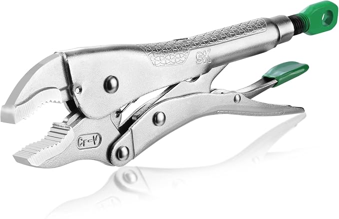 SK 10" Curved Jaw Locking Pliers, Premium CR-V Construction, Ergonomic Anti-slip Handle, Ideal for Welding or Assembly