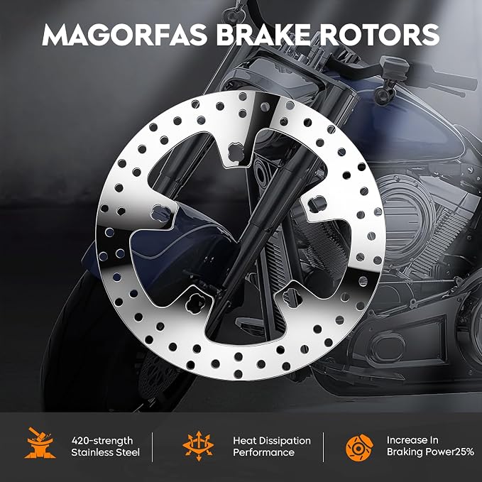 11.8" Front Brake Disc Rotor with Bolts Fit for Harley Road King/Street Glide/Road Glide/Electra Glide/Tour Glide/Ultra Limited 2015 2016 2017 2018 2019 2020 2021 2022-2 Pc Polished