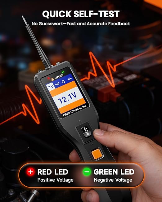 ANCEL PB60 Automotive Power Circuit Probe Tester 12-24V, All-in-One Electrical Diagnostic Tool with Component Activation, Short Finder, Digital Multimeter Ohmmeter Functions for Cars Trucks RVs ﻿