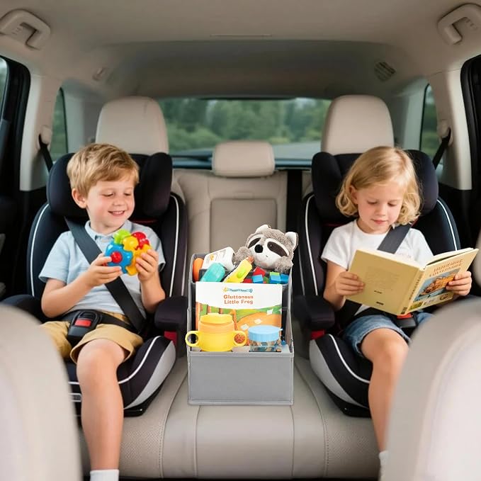 CROS 8 Pack Car Seat Organizer with Metal-Reinforced Cup Holders, 12 Storage Compartments Backseat Car Organizer, Travel Essentials for Kids Toys & Snacks, Non-Slip Seat Storage for SUV, Truck, Gray