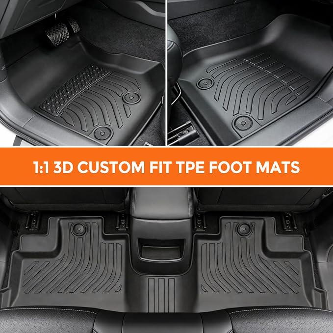 Floor Mats for Jeep Wrangler JK Unlimited 4 Door 2014-2017 (Not for JL, 4XE or 2 Door), Custom Fit Heavy Duty TPE All Weather Protection, Waterproof Non-Slip Black (Two-Row Floor Mats)