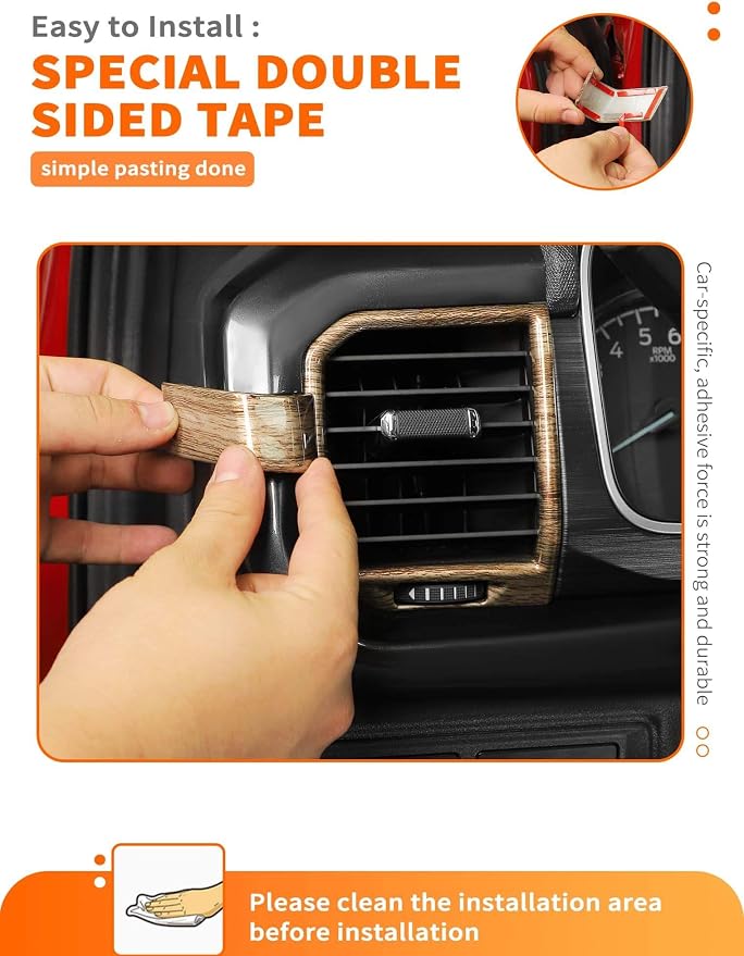 Savadicar Wood Grain Interior Accessories - Ac Vent Trim Cover for Ford F150 (2021-present) - Premium Texture Interior Decor Upgrade Option, 4-Piece Set
