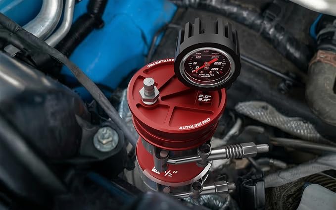 AutoLine Pro 2.5" (64mm) Premium BoostCap Turbo Boost Leak Tester - 6061 Billet Aluminumst Cap - 30 PSI Gauge - Detects Intercooler, Charge Pipe & Intake Leaks