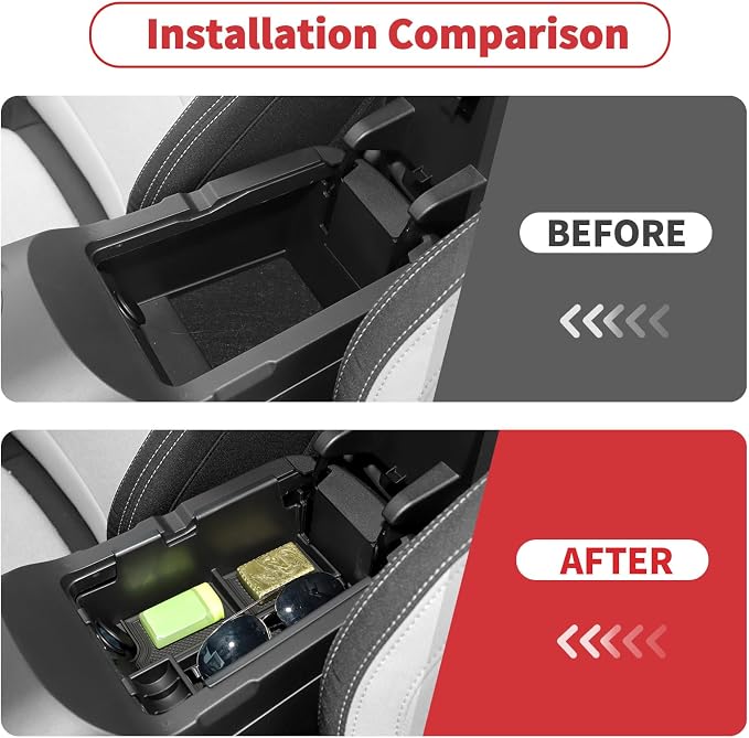 Linskip Center Console Organizer Kit for Ford Mustang Ecoboost, GT, Dark Horse 2024 2025 2026+, Armrest Organizer + Door Insert(Black)