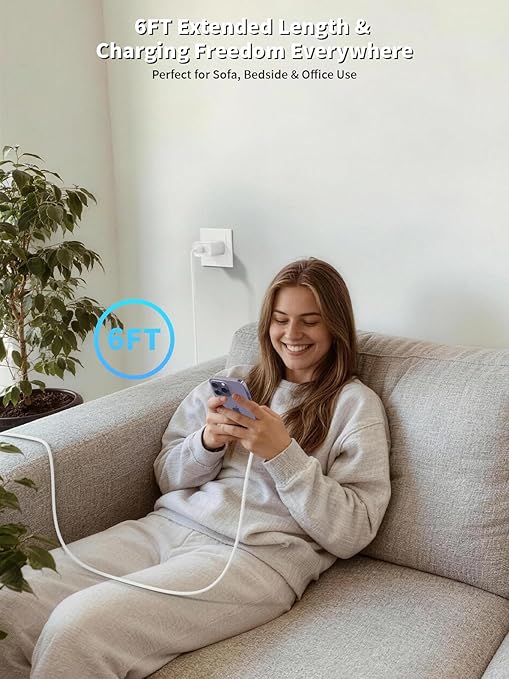 iPhone 14 13 Pro Max Charger Fast Charging,[Apple Mfi Certified] Fast iPhone Charger Block with 6ft Long Type C Lightning Braided Cable Woven Cord for iPhone14 13 12 11 Pro Max Plus Mini Xs Max 8Plus.