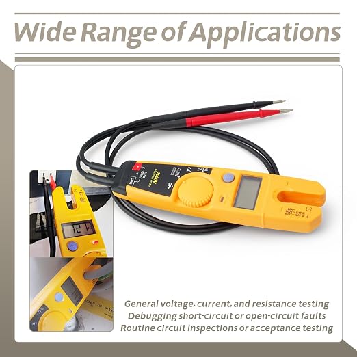 T5-1000 Voltage Continuity and Current Tester Replacement for Fluke Handheld Electrical Testing Tools, OpenJaw Design for Current Measurements Without Metal Touching, Slim Reach Probe Tips