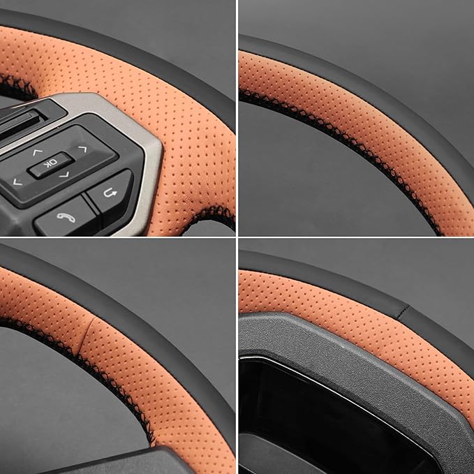 MEWANT Hand Stitch Steering Wheel Cover for Toyota Land Cruiser 2024-2026, Custom Fit DIY Wrap Interior Accessories