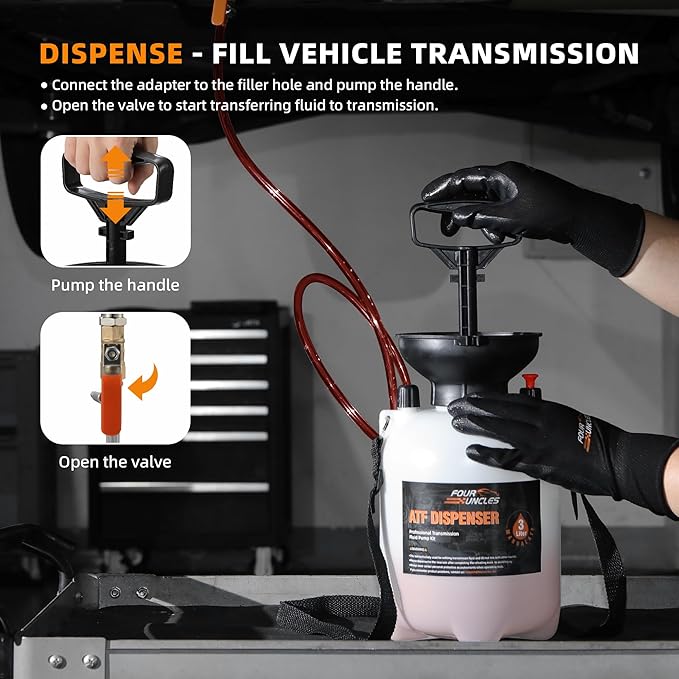 FOUR UNCLES Transmission Fluid Pump - Manual Fluid Transfer Pump with ATF Adapters for Automotive Use, Transmission Fluid Transfer Pump kit