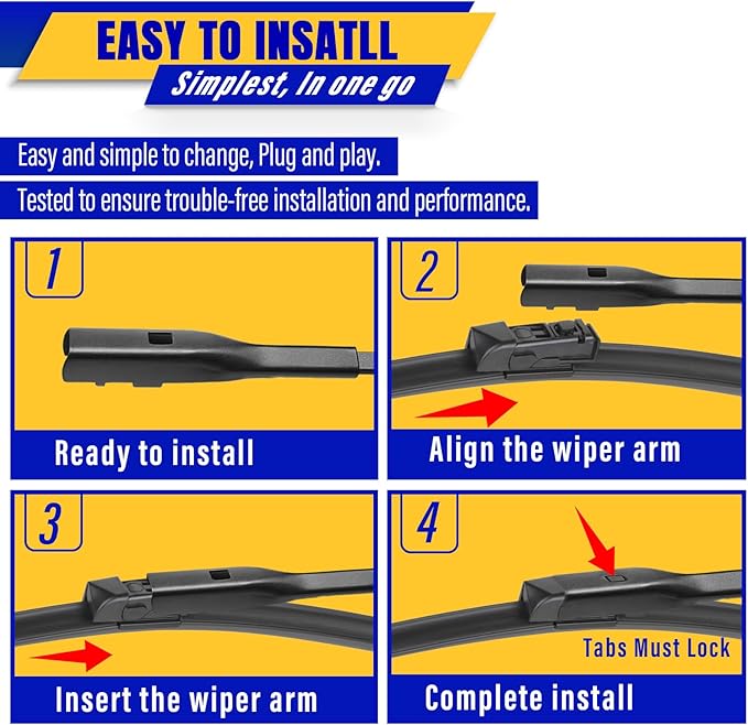 3 wipers Replacement for 2017-2022 2023 2024 2025 Mazda CX-5 2017-2022 2023 Mazda CX-9, Windshield Wiper Blades Original Equipment Replacement - 24"/18"/14" (Set of 3)