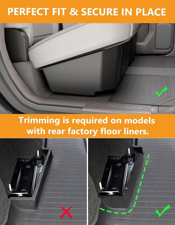KINGGERI Under Seat Storage Boxes Compatible with 2019-2026 Chevy Chevrolet Silverado 1500/GMC Sierra 1500, 2020-2026 Silverado/Sierra 2500HD/3500HD | Double & Crew Cab Rear Underseat Organizer Box