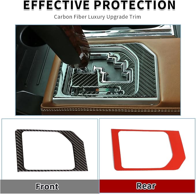 Real Soft Carbon Fiber Car Center Console Gear Shift Panel Decorative Stickers,for Toyota Tundra 2014-2018,2PCS (Black)
