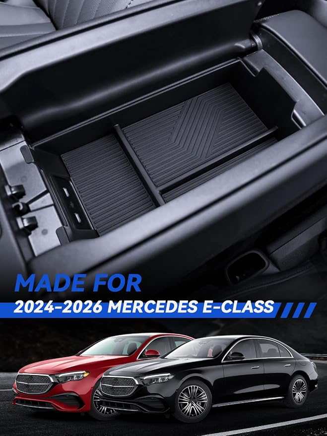 for Mercedes E350/E450 Center Console Organizer 2024 2025 2026 Mercedes Benz E-Class W214 All Trims Accessories Armrest Tray Middle Storage Box Insert Container Durable ABS Plastic