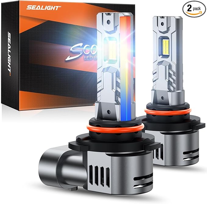 SEALIGHT 9005/HB3 Bulb, 70,000LM Super Brighter,6500K Cool White 9005/HB3 LED Bulbs or Fog,3 Min Quick Install Lights, Plug-N-Play, Pack of 2