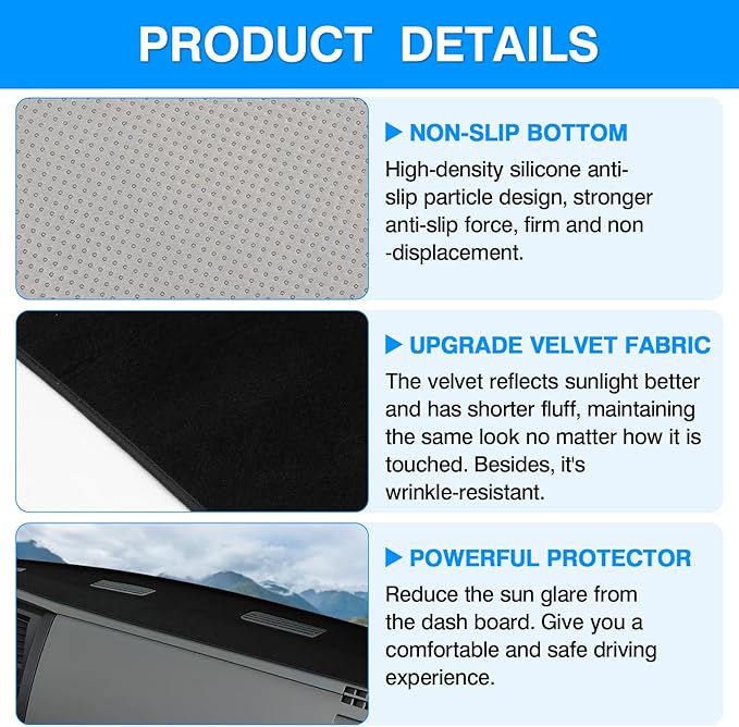 Autorder Dashboard Cover Mat for 2006-2008 Dodge Ram 1500 2500 3500,2009 Dodge Ram 2500 3500 4500 5500,2010 Dodge Ram 4500 5500 Accessories Dash Cover Velvet Dash Mat(Without Cutout for Dash Speakers)