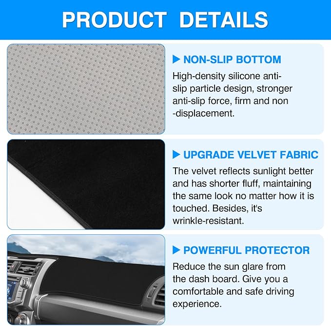 Autorder Dashboard Cover Mat for 2010-2021 2022 2023 2024 Toyota 4Runner Accessories Dash Cover Upgrade Velvet Dash Mat Sunshade Glare UV Rays Protector