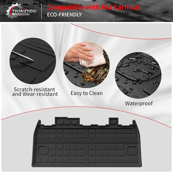 Cargo Mat Compatible with 2022-2025 2026 Kia Carnival & 2025 2026 Carnival Hybrid Trunk Mat Cargo Liner Trunk Liner TPE All Weather Back Seat Cover Protector 2024 Carnival Accessories