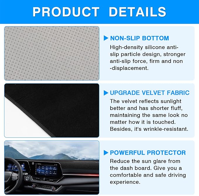 Autorder Dashboard Cover Mat for 2025 2026 Chevy Chevrolet Equinox Accessories Dash Cover Upgrade Velvet Dash Mat UV Rays Protector(Not for Chevrolet Equinox EV)