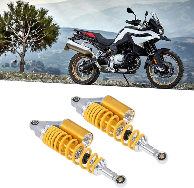 Pair 13.5 Inch Aluminum Motorcycle Shock Absorbers, Universal Smooth All alloy Comfy Damper for ATV Go Kart Quad Dirt Sport Bikes (Yellow