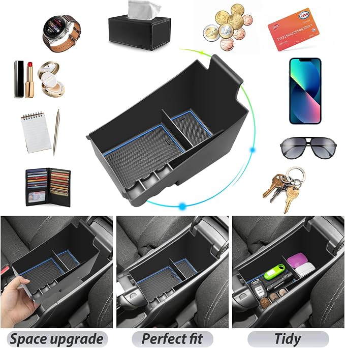 SKTU for 2023 2024 2025 2026 2027 Honda HR-V Center Console Organizer 2023 2024 2025 2026 2027 HRV (LX/Sport/EX-L) Console Tray Honda HRV 2024 2025 2026 2027 Accessories with Coin Holder (Blue)