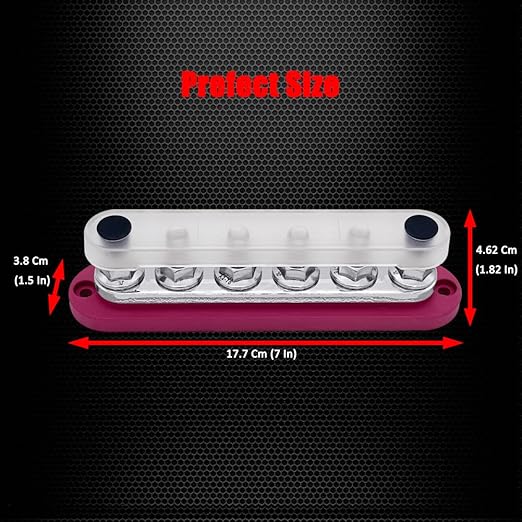 6 x M10 (3/8") Studs Power Distribution Block Bus Bar 12V, Ampper 7" HD 300A Marine BusBar Battery Distribution Block W/Cover for Car Boat Solar (Red)