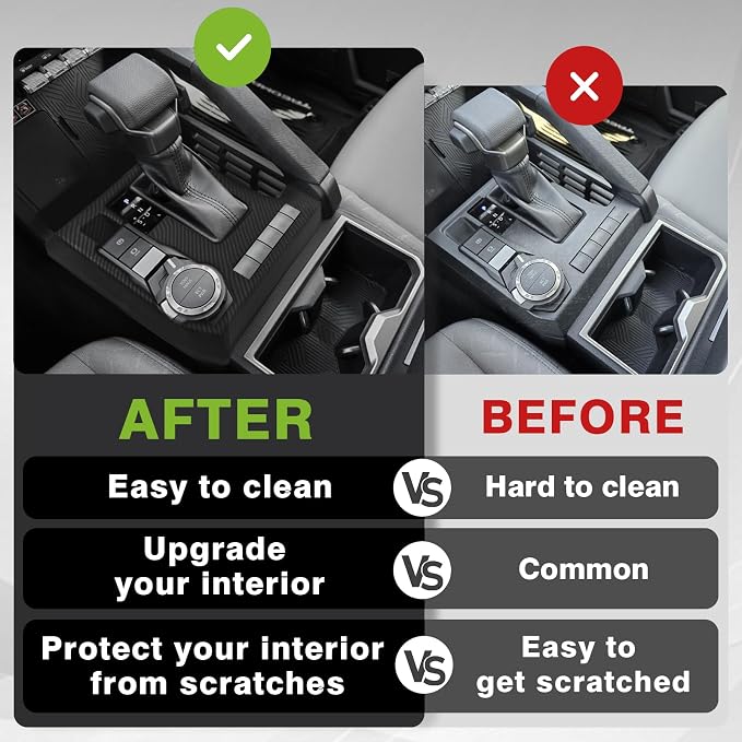 Muslogy Interior Trim Kit Cover 11PCS for 2024 2025 2026 Toyota Tacoma & 2025 2026 4Runner Steering Wheel Center Console Window Switch Inner Door Cover(Won't Fit 2Door Tacoma) (Matte Carbon Fiber)