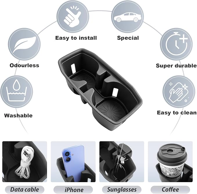 SKTU for 2026 Jeep Cherokee Cup Holder for 2026+ Jeep Cherokee (Base/Laredo/Limited/Overland) Center Console Cup Holder Jeep Cherokee 2026 Accessories 2026 Cherokee Rubber Non-Slip Cup Holder