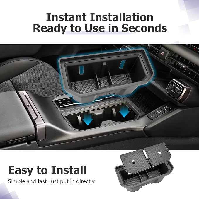 LUWU 2026 RAV 4 Center Console Cup Holder Compatible with 2026 RAV 4 Premium TPE Cup Holder Hidden Secondary Storage Box Spill-Proof, Easy Install & Clean, Black Interior Accessories
