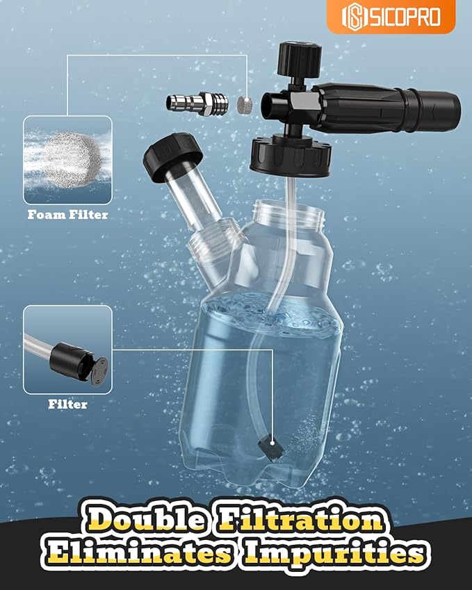 Foam Cannon for Pressure Washer, Car Wash Foam Gun Kit, Convenient Addition of Soap Solution, Tool Daily Foam Cannon with 1/4 Inch Quick Connector, Car Foam Sprayer