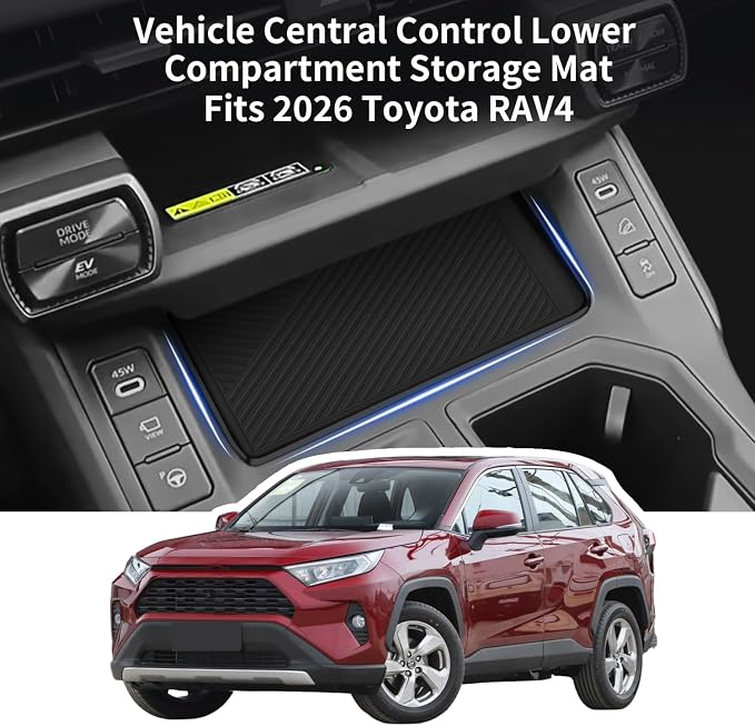 Silicone Liner Mat Compatible with for Toyota RAV4 2026 Anti-Slip Anti-Scratch Center Console Liner Pad Noise Reduction Center Console Liner Pad RAV4 Interior Accessories