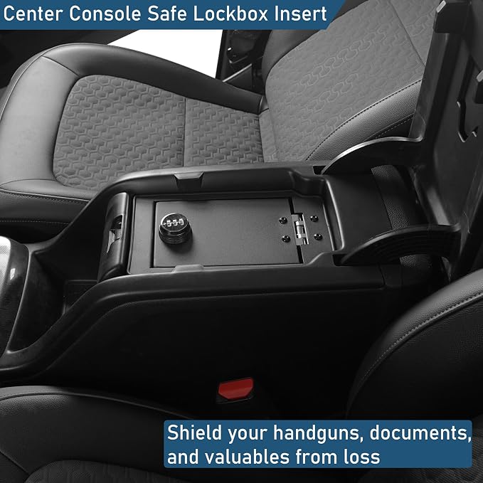 Hooke Road Colorado Center Console Safe Lockbox Insert Armrest Organizer Compatible with 2015-2022 Chevy Colorado & GMC Canyon, Black Password Lock Box