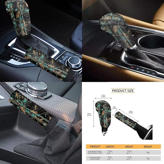 KEIAHUAN 11 Pcs Universal Car Seat Covers Camo Hunting Design with Steering Wheel Cover, Gear Shift Handbrake Cover, Cup Holder, and Headrest Cover Fit Most Van Sedan Truck SUV, Green