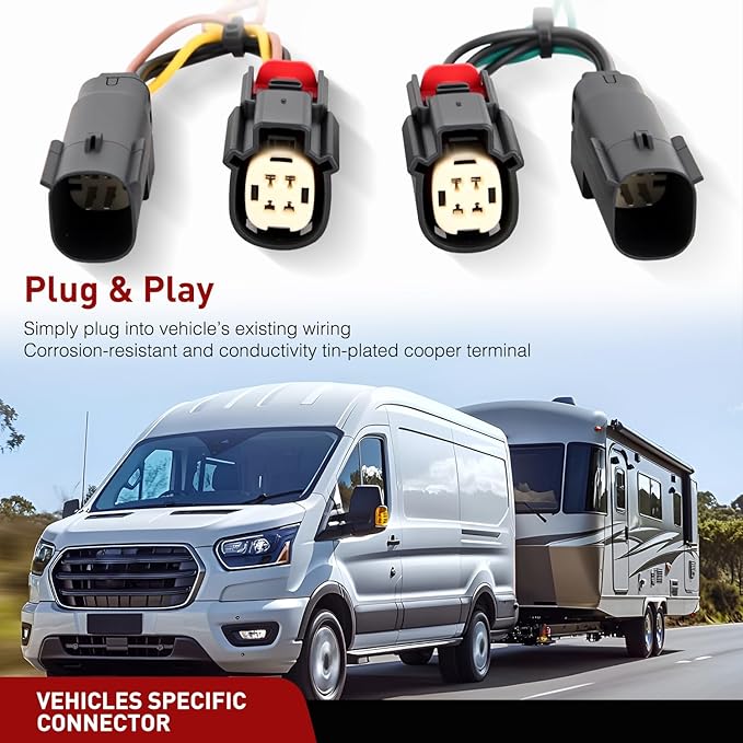 Nilight 4 Pin Trailer Wiring Kit 56327 Vehicle Standard 4 Way Connector Custom for 2015 2016 2017 2018 2019 2020 2021 2022 2023 2024 Ford Transit-150, Transit-250, Transit-350, E-Transit Hitch