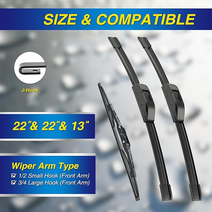 5 PLUS® Silicone Windshield Wipers Replacement for 2015-2020 GMC Yukon/2015-2020 CHEVY Suburban Tahoe Wiper Blades(Set of 3),Automotive Replacement Windshield Wiper Blades For My Car-22"/22"/13"