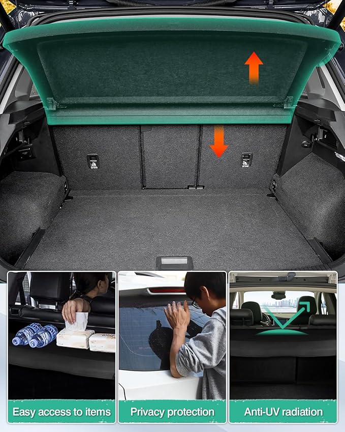 Powerty Cargo Cover for 2009-2016 2017 Volkswagen VW Tiguan Accessories Trunk Cover Trunk Shielding Shade Cargo Luggage Cover Black (Can Withstand The Load)