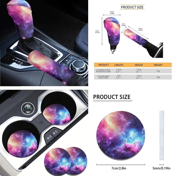 AFPANQZ 11Pack Galaxy Car Accessories Set Car Seat Covers Full Set with Steering Wheel Cover/Car Coaster/Handbrake Gear Shift Knob Covers/Seat Belt Shoulder Pads Auto Decoration Women Men Gift